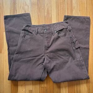 vintage dickies chocolate brown relaxed baggy fit carpenter cargo pants 30 x 30